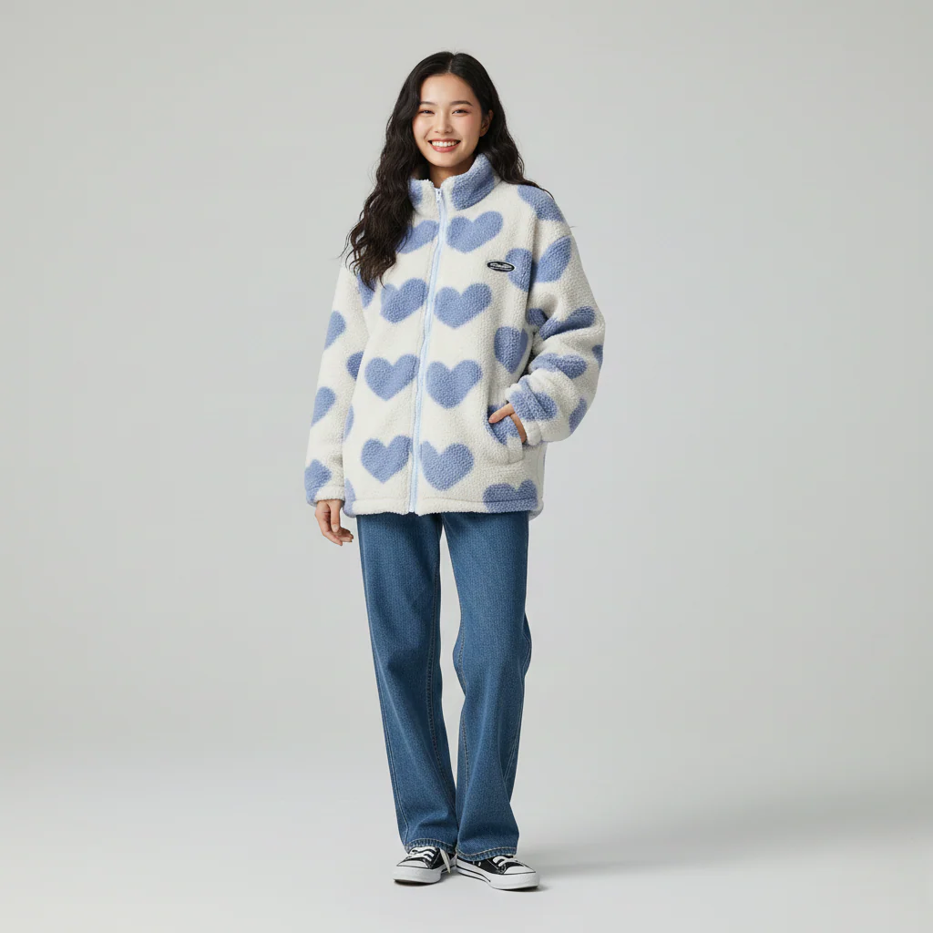 Veste réversible à motifs cœur