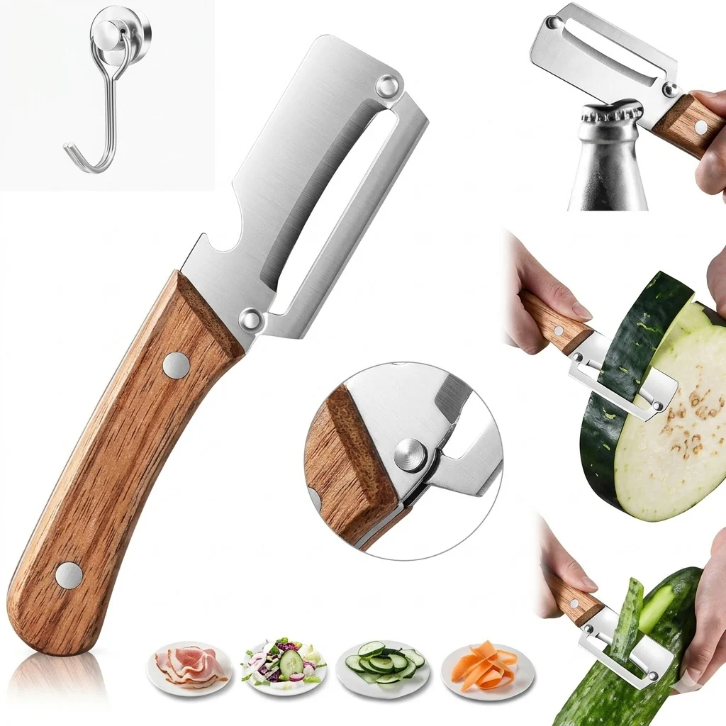 Éplucheur de Cuisine Antidérapant en Bois - Image 2