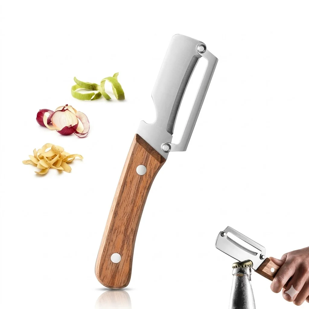 Éplucheur de Cuisine Antidérapant en Bois - Image 4